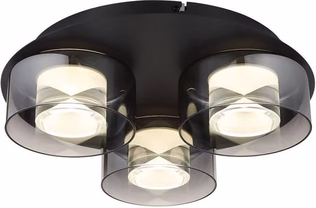 Netlighting Belinda Cluster Ceiling Light in Black with Smoke Grey Glass, 3x LED 4000K