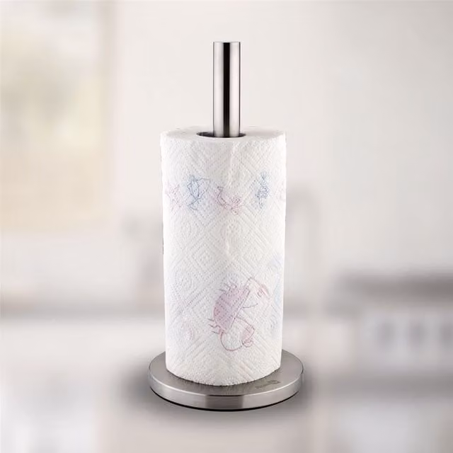 Homiu Freestanding Stainless Steel Kitchen Roll Holder in Grey