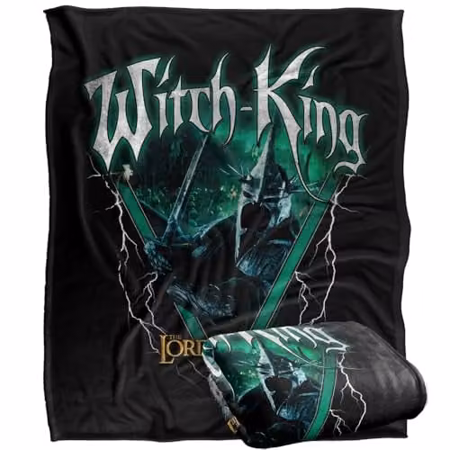 Warner Bros. Lord of the Rings Witchking Heavy Metal Super Soft Fleece Throw Blanket, Multicolour, W/D/H: 127.0 x 152.4 x 1.0 cm