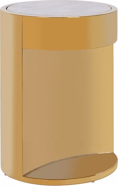 Orsina Modern Round Marble Effect Side Table in Gold and White