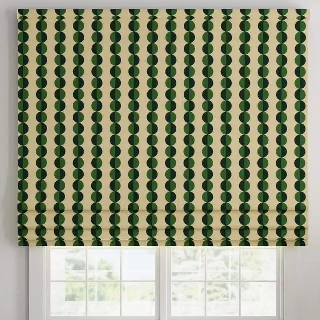 ANTE DECOR Valencia Printed Cotton Made To Measure Roman Blind in Emerald Green