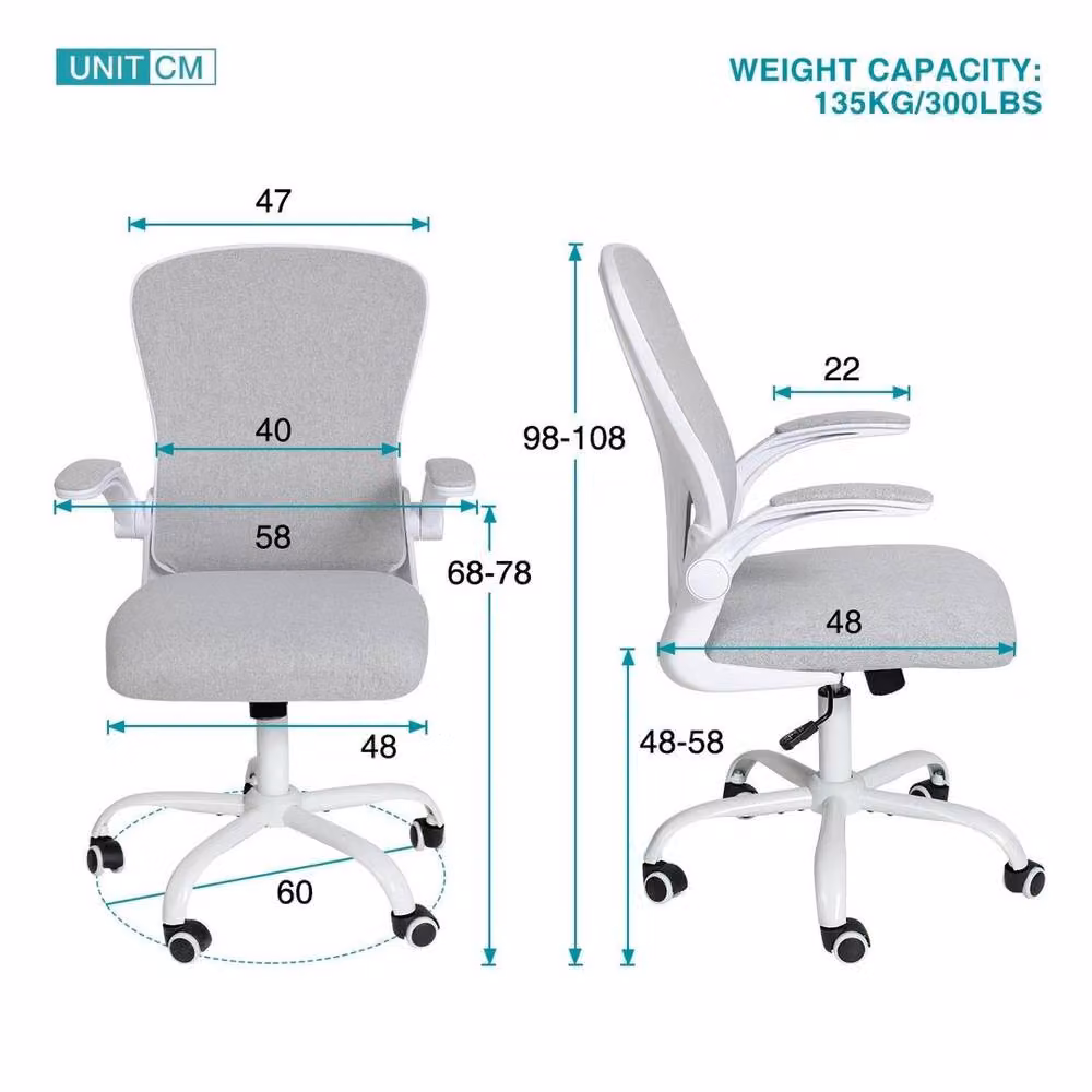 EONLION Grey Mesh Executive Office Chair with Armrests and Castors – 2