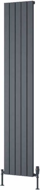 Bathroom Kingdom Piatto Anthracite Single Flat Panel Vertical Radiator in Grey, H: 180 cm, W: 37 cm – 1