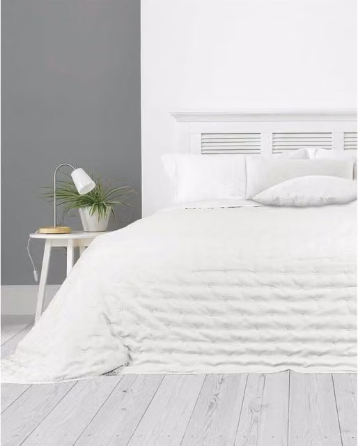 HomeSpace Direct Leon Embossed Geometric Bedspread in White