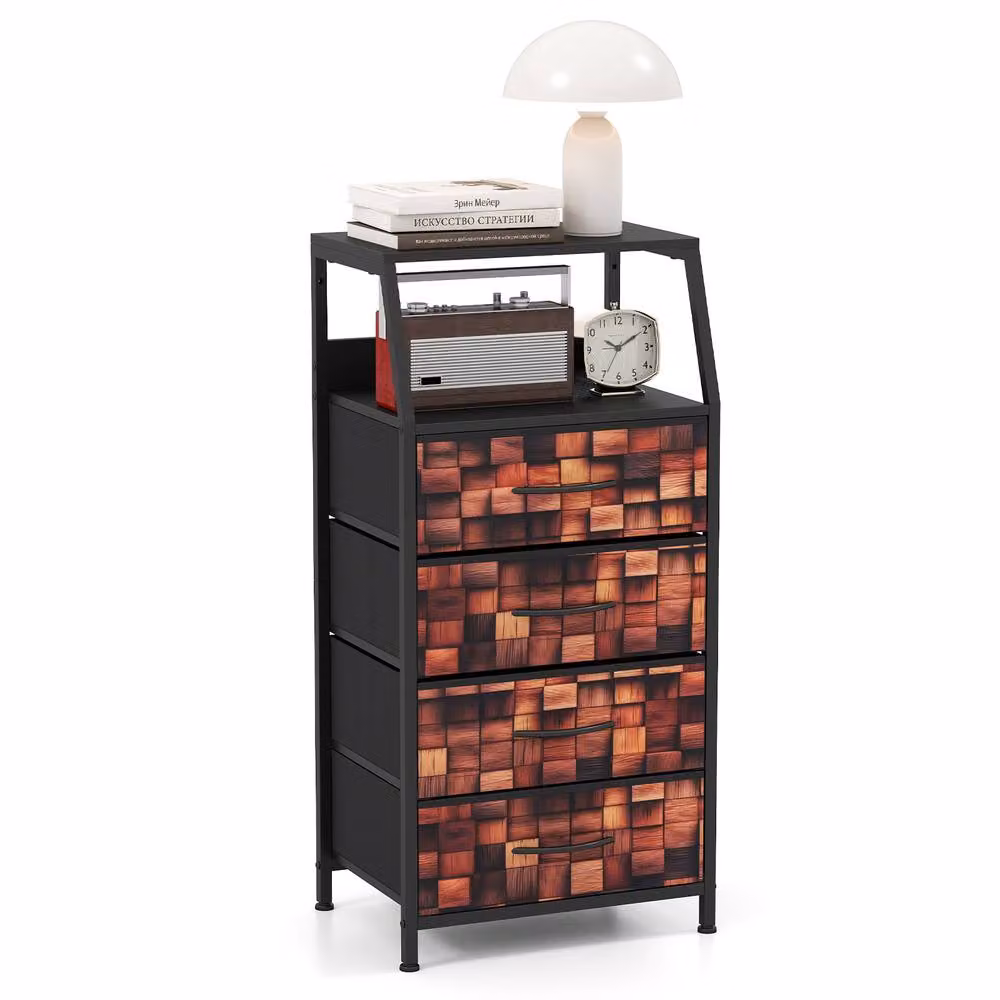 Costway 4-Drawer Dresser Bedside Cabinet and Nightstand in Brown – 7