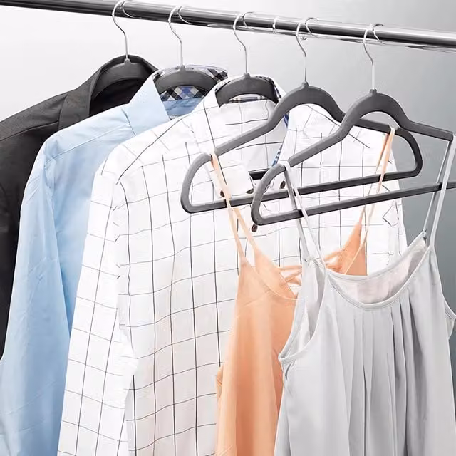 My Laundry Non-Slip Velvet Flocked Hangers, Grey, Pack of 10
