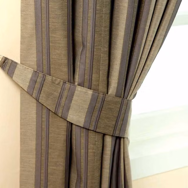 Homescapes Modern Stripe Jacquard Curtain Tie Back Pair in Grey