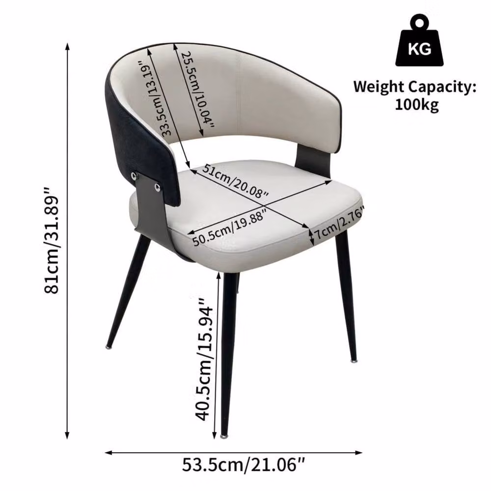PAWNORA Set of 2 Modern Upholstered Accent Chairs in Black and Beige with Armrests – 2
