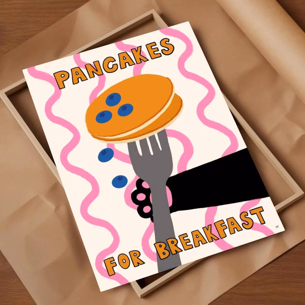 The Paper Tail Pancakes For Breakfast Multicolour Paper Poster, W: 21.0 cm, H: 29.7 cm – 2