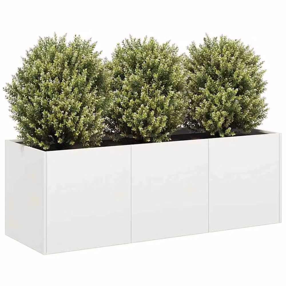Berkfield Home White Steel Planter Tub W/D/H: 120 x 40 x 40 cm – 2