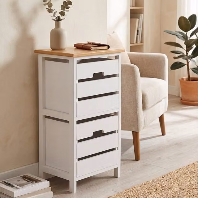Orsina Modern Compact 2 Drawer Chest in White and Gold – 1