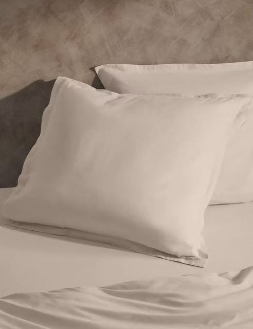M&S x Fired Earth Malm 2 Pack Beige Washed Cotton Square Pillowcases