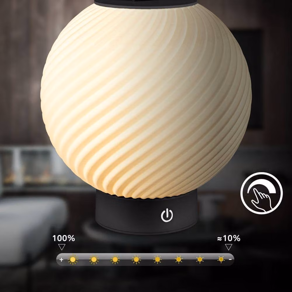 Briloner Black Rechargeable Dimmable LED Table Lamp with Touch Control and Warm White Light, IP44 Rated, H 25 cm x W 18 cm – 3