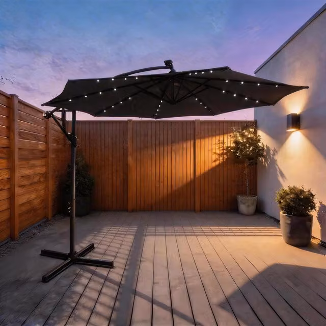 Home Source Palmera LED 3m Cantilever Parasol in Grey