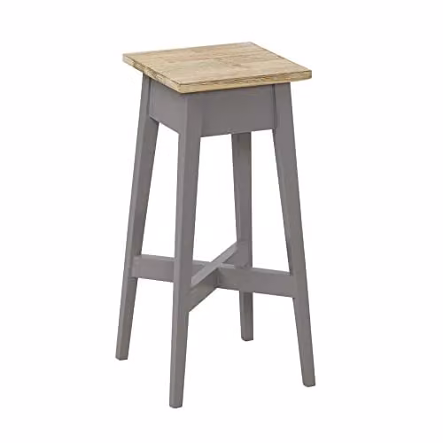 Statement Furniture Florence Acacia Wood Plant Stand in Grey, Height: 50 cm, Width: 24 cm, Depth: 24 cm