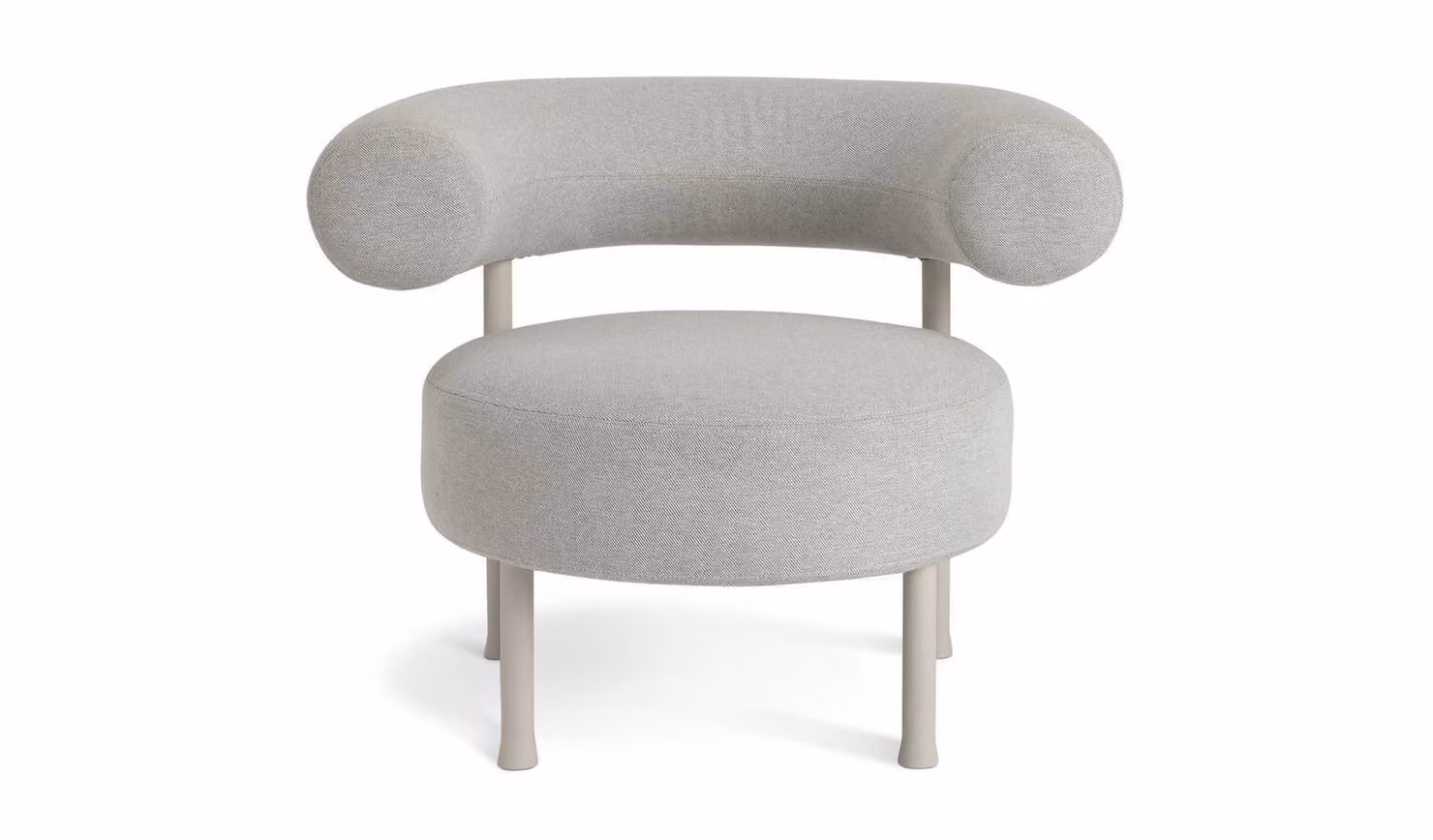 Tuva Grey Fabric Curved Tub Lounge Chair with Armrests