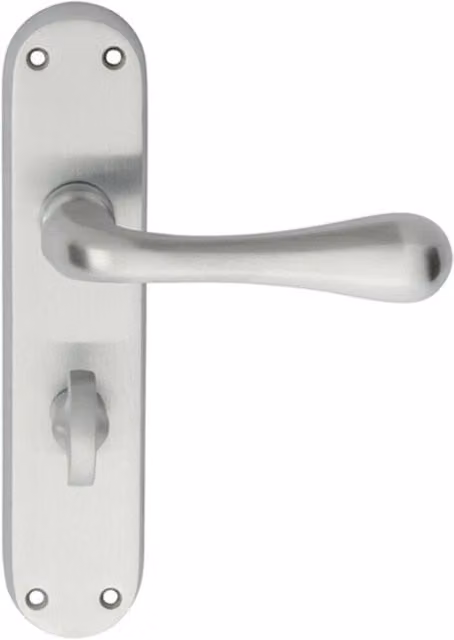 Loops Pair of Smooth Round Bar Handles on Bathroom Backplate, Satin Chrome, 185 x 40 mm