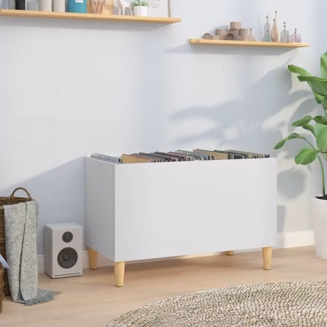 Berkfield Home Classic Record Cabinet in White, W/D/H: 74.5 x 38 x 48 cm – 1