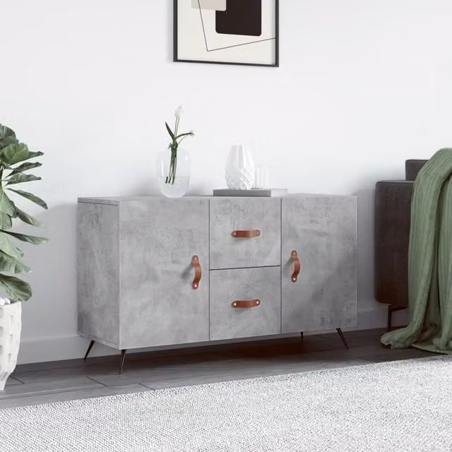 Berkfield Home Modern Sideboard in Concrete Grey, W/D/H: 100 x 36 x 60 cm