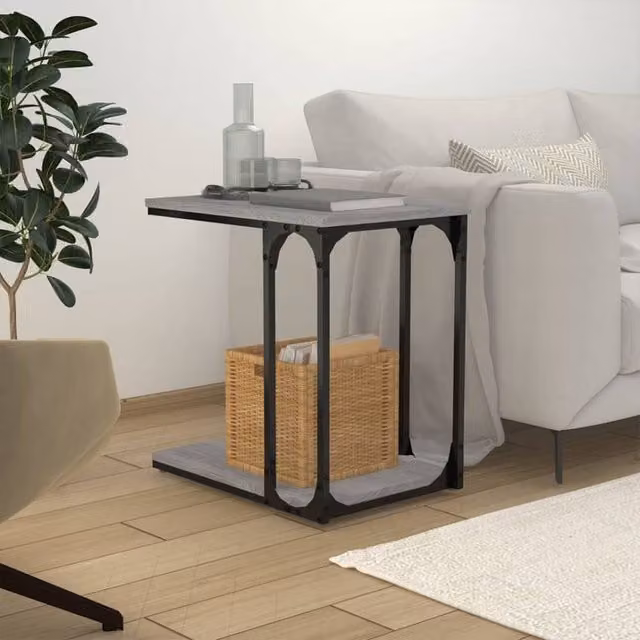 Berkfield Home Sonoma Side Table, Grey, W: 50 cm, D: 35 cm, H: 52 cm – 1