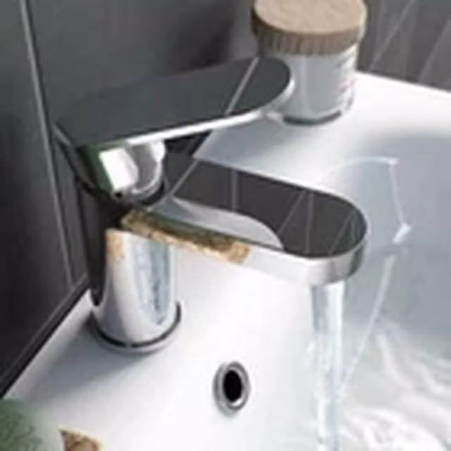 Kelvenix Modern Waterfall Basin Mono Mixer Tap in Chrome Silver with Pop-Up Waste – 1