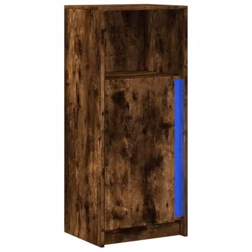 vidaXL Modern Sideboard in Smoked Oak with Integrated LED Lighting, W/D/H: 42.5 x 34 x 100 cm – 1