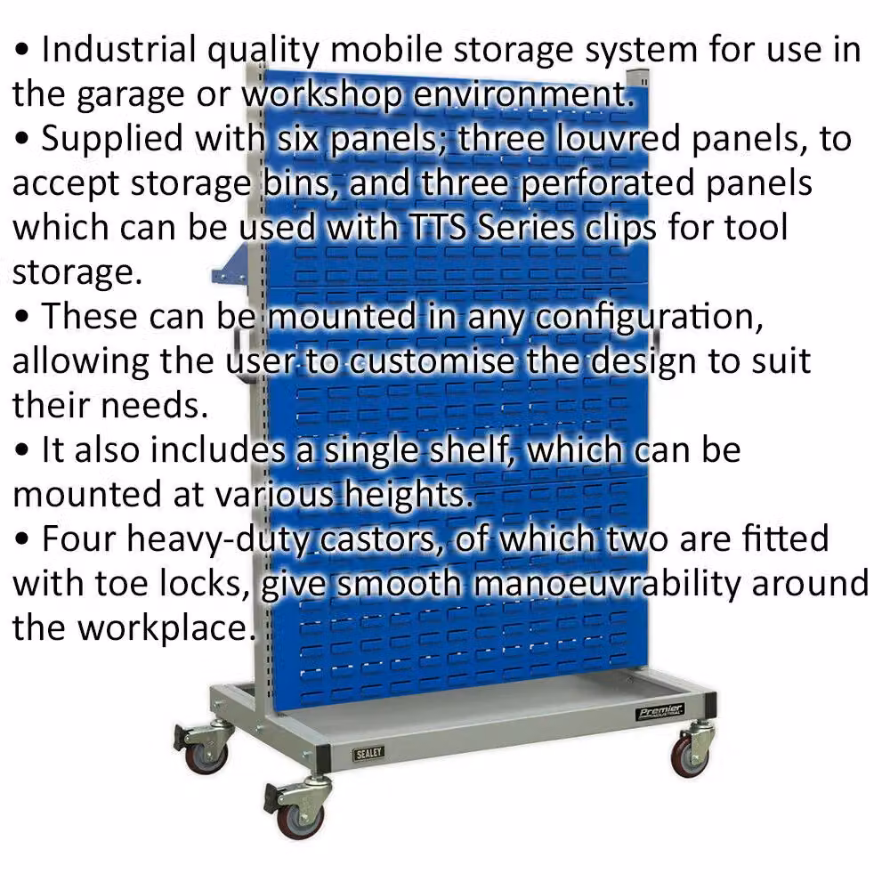 Loops Industrial Mobile Storage System with Shelf in Blue and Multicolour, W/D/H: 96.0 x 64.0 x 160.5 cm – 2