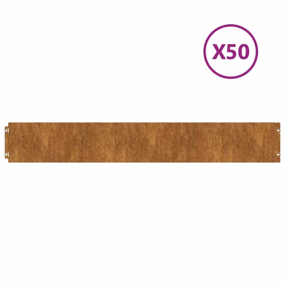 Berkfield Home Flexible Corten Steel Lawn Edgings, Brown, 50 Pieces, 103 x 15 cm – 2