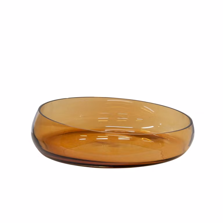 Dome Deco GIA Round Glass Tabletop Centrepiece Bowl in Brown