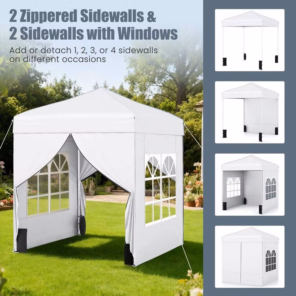 KORVIXA White Commercial Gazebo Tent with Window and Carry Bag, W/D/H: 194 x 194 x 236 cm – 3