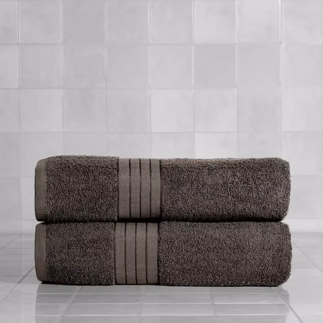 OHS 2 Pack of Grey 100% Cotton Terry Bath Towels, W/H: 70 x 115 cm – 2
