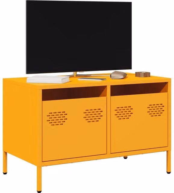 Berkfield Home Industrial TV Cabinet in Mustard Yellow, W/D/H: 68 x 39 x 43.5 cm