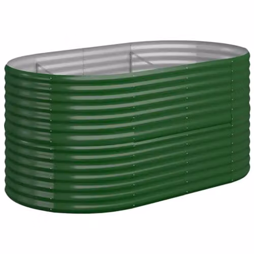 vidaXL Green Galvanised Steel Garden Raised Bed W: 152 cm, D: 80 cm, H: 68 cm – 1