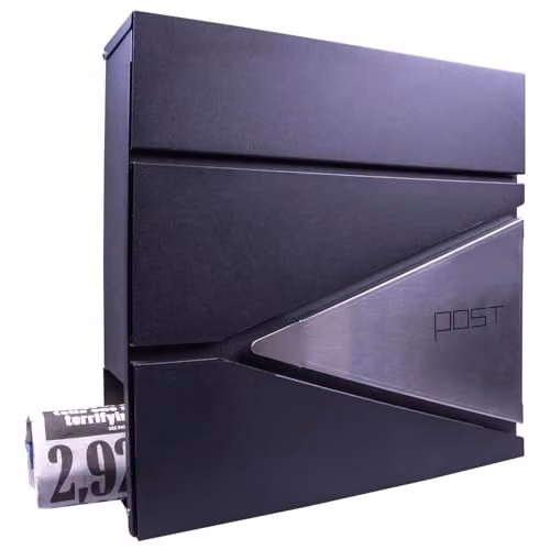 mysmartbuy Black & Silver Wall Mounted Lockable Steel Letterbox, H37 x W37 x D10 cm – 4