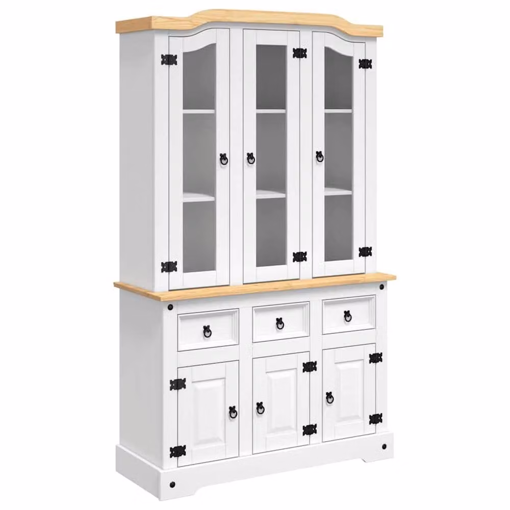Berkfield Home Corona Highboard in White Solid Mexican Pine, W/D/H: 112 x 43 x 196 cm – 2
