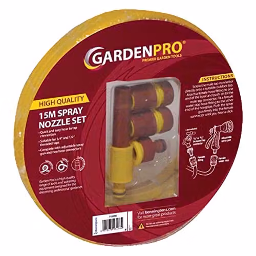 Kingfisher 15 m Professional Gold Garden Hose Pipe with 4 Fittings, Yellow and Multicolour – 1