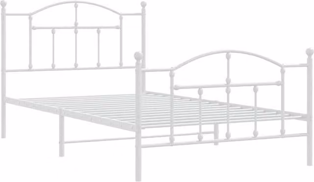 Berkfield Home Metal Bed Frame with Headboard and Footboard in White, W/D/H: 100 x 200 cm
