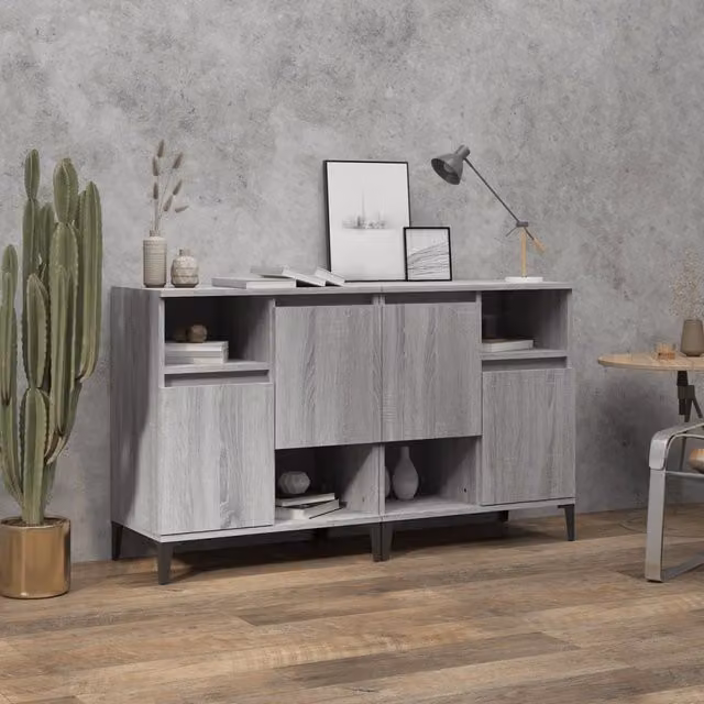Berkfield Home Set of 2 Grey Sonoma Sideboards in Engineered Wood, W/D/H: 60 x 35 x 70 cm – 1