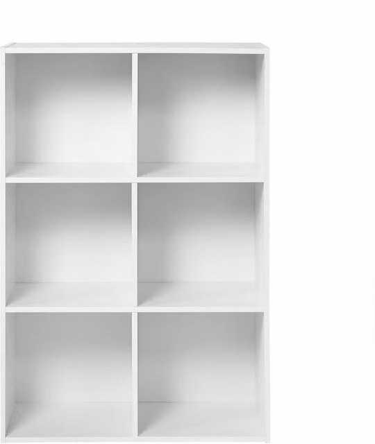 CALICOSY 6-Compartment Cube Storage Shelf in White, H 91.5 x W 61.5 x D 29.5 cm
