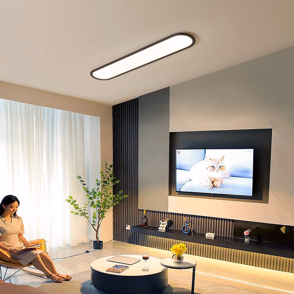 NIVOR 48W Linear Ultra Thin LED Ceiling Light in Black with Remote Control and Dimmable Function, 100 cm – 4