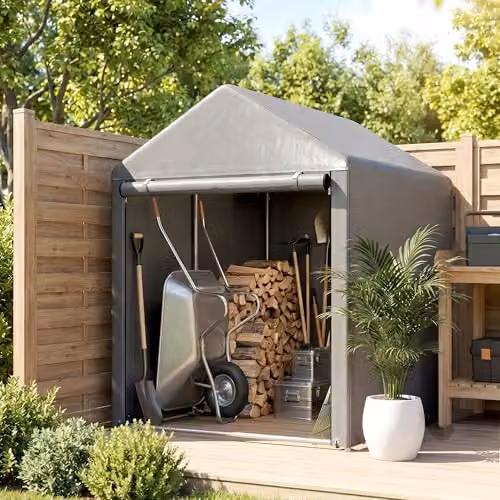 Outsunny Grey Garden Storage Shed with Single Door, W/D/H: 120 x 120 x 165 cm – 9