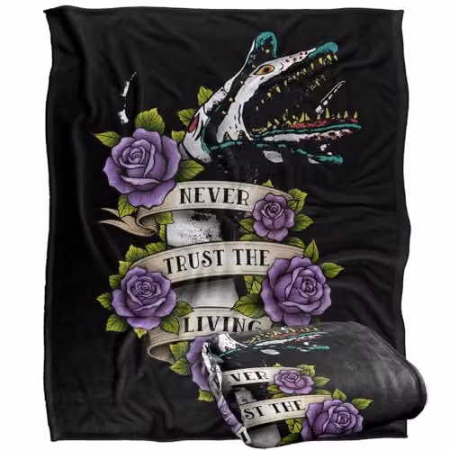 LOGOVISION Beetlejuice Never Trust The Living Tattoo Sandworm Super Soft Fleece Throw Blanket, Multicolour, W: 152 cm, D: 127 cm – 1