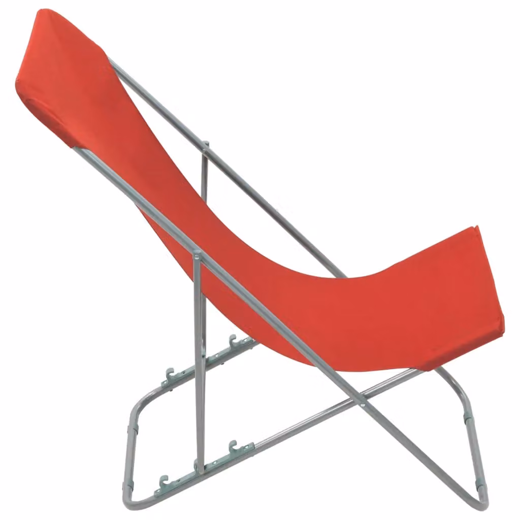 Berkfield Home Set of 2 Red Folding Beach Chairs with Powder Coated Steel and Oxford Fabric – 2