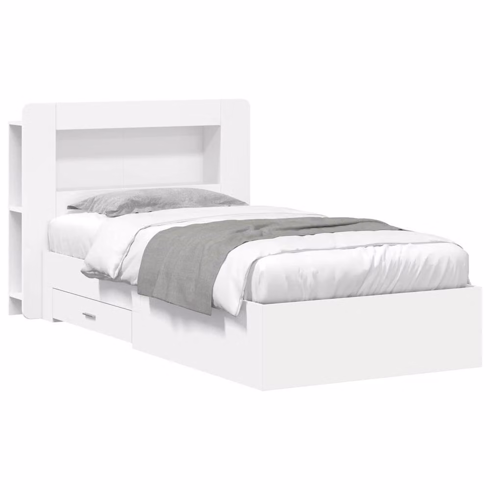 Berkfield Home Modern Bed Frame with Storage Drawers in White, Engineered Wood, W/D/H: 80 x 200 cm – 2