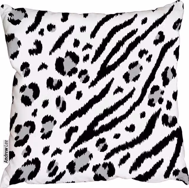 Benjamin Tate Design LTD Square Cushion with Mixed Leopard and Zebra Animal Pattern in Black and White, W: 60 cm, H: 60 cm