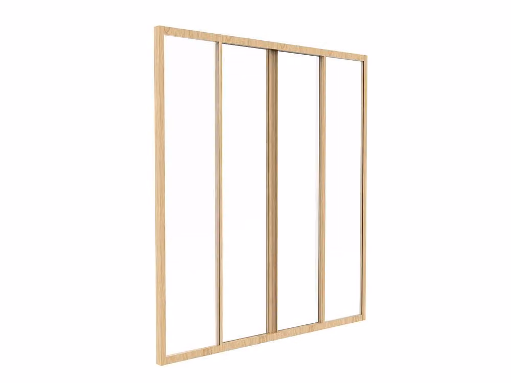 Vente-unique Sliding Aluminium Veranda with Clear Glass in Light Oak Natural Finish – 2