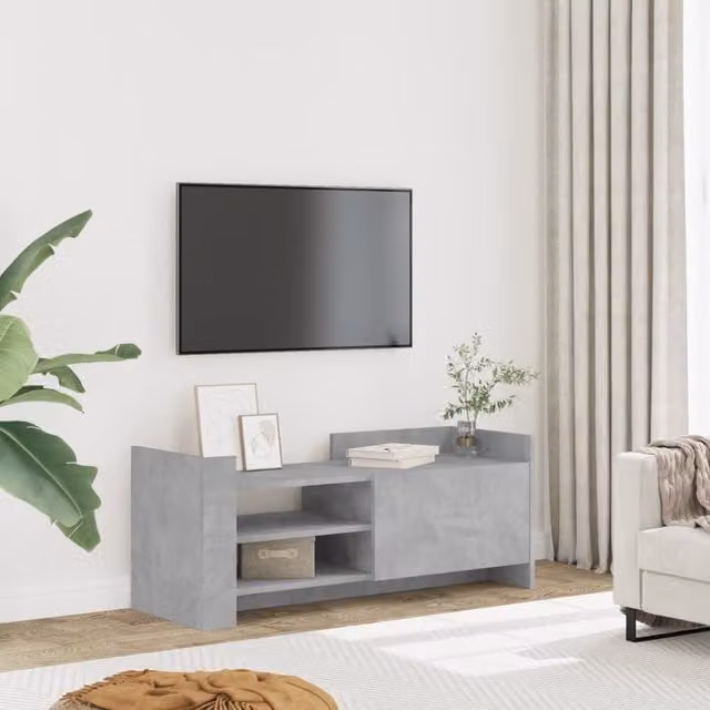 Berkfield Home Concrete Grey TV Cabinet in MDF, W/D/H: 100 x 35 x 40 cm – 1