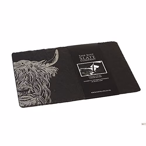 Just Slate Highland Cow Slate Cheese Board, Black, W: 35 cm, D: 25 cm – 1