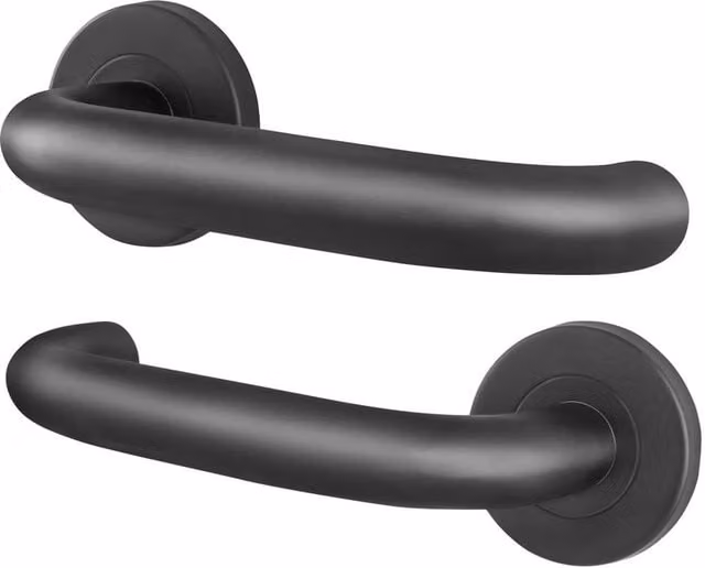 AFIT Matt Black Stainless Steel Return to Door Fire Rated Lever on Rose, 1 Pair, W/D/H: 150 x 150 mm – 1