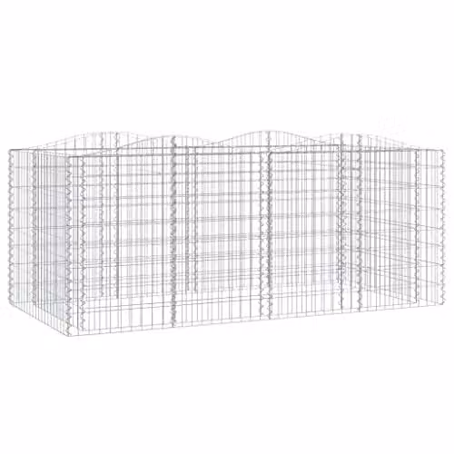 vidaXL Arched Gabion Raised Bed in Silver Galvanised Steel, W/D/H: 200 x 100 x 100 cm